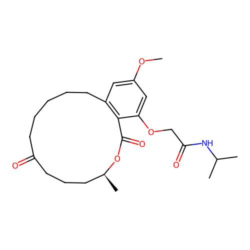 (S)-N-isopropyl-2-((14-methoxy-3-methyl-1,7-dioxo-3,4,5,6,7,8,9,10,11,12-decahydro-1H-benzo[c][1]oxacyclotetradecin-16-yl)oxy)acetamide structure