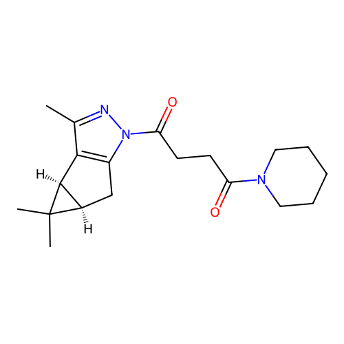 1-(piperidin-1-yl)-4-((3bS,4aR)-3,4,4-trimethyl-3b,4,4a,5-tetrahydro-1H-cyclopropa[3,4]cyclopenta[1,2-c]pyrazol-1-yl)butane-1,4-dione structure