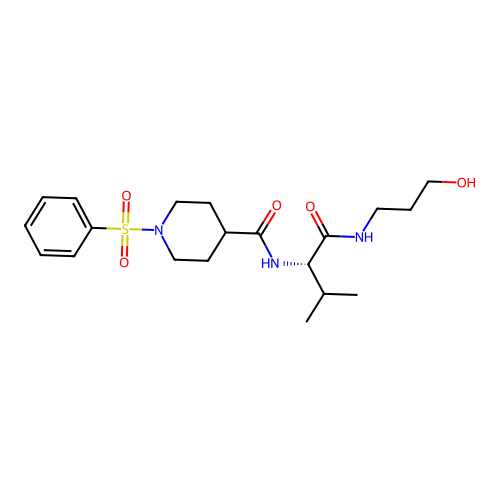 (S)-N-(1-((3-hydroxypropyl)amino)-3-methyl-1-oxobutan-2-yl)-1-(phenylsulfonyl)piperidine-4-carboxamide structure