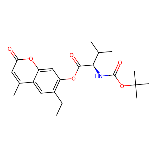 (6-ethyl-4-methyl-2-oxochromen-7-yl) (2R)-3-methyl-2-[(2-methylpropan-2-yl)oxycarbonylamino]butanoate structure