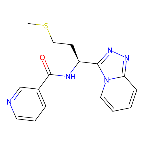 (S)-N-(1-([1,2,4]triazolo[4,3-a]pyridin-3-yl)-3-(methylthio)propyl)nicotinamide structure