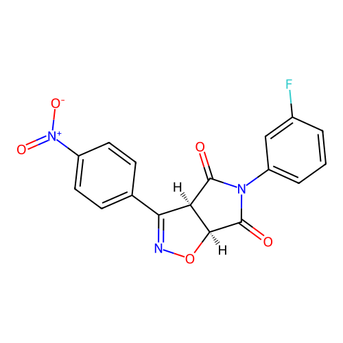 (3aR,6aS)-5-(3-fluorophenyl)-3-(4-nitrophenyl)-3a,6a-dihydropyrrolo[3,4-d][1,2]oxazole-4,6-dione structure