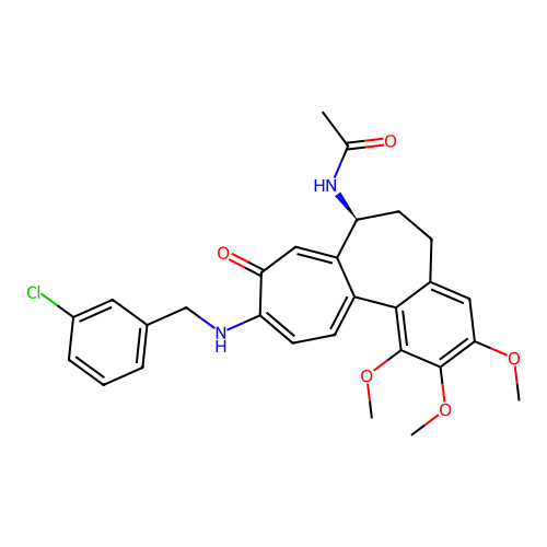 (S)-N-(10-((3-chlorobenzyl)amino)-1,2,3-trimethoxy-9-oxo-5,6,7,9-tetrahydrobenzo[a]heptalen-7-yl)acetamide structure