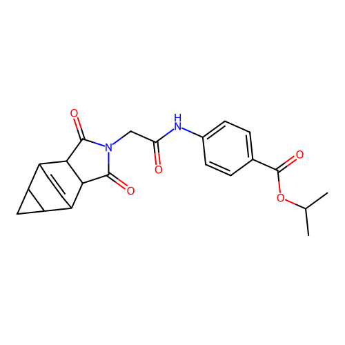 propan-2-yl 4-{[(1,3-dioxooctahydro-4,6-ethenocyclopropa[f]isoindol-2(1H)-yl)acetyl]amino}benzoate structure