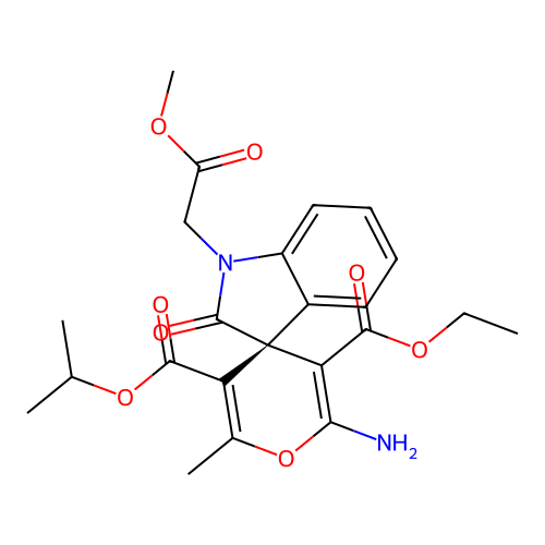 (S)-3'-ethyl 5'-isopropyl 2'-amino-1-(2-methoxy-2-oxoethyl)-6'-methyl-2-oxospiro[indoline-3,4'-pyran]-3',5'-dicarboxylate structure