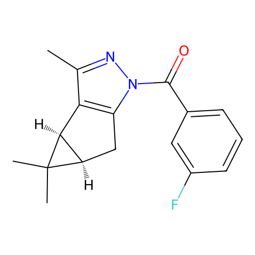 (3-fluorophenyl)((3bS,4aR)-3,4,4-trimethyl-3b,4,4a,5-tetrahydro-1H-cyclopropa[3,4]cyclopenta[1,2-c]pyrazol-1-yl)methanone structure