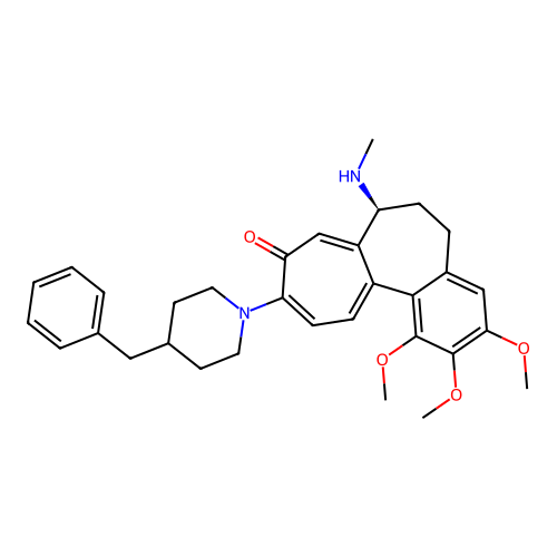 (7S)-10-(4-benzylpiperidin-1-yl)-1,2,3-trimethoxy-7-(methylamino)-6,7-dihydro-5H-benzo[a]heptalen-9-one structure