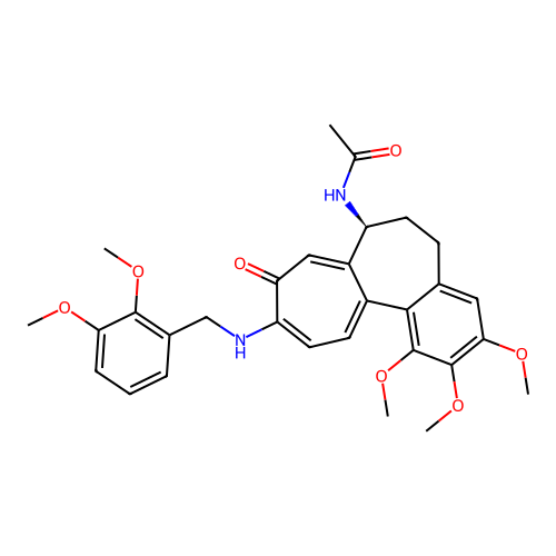 (S)-N-(10-((2,3-dimethoxybenzyl)amino)-1,2,3-trimethoxy-9-oxo-5,6,7,9-tetrahydrobenzo[a]heptalen-7-yl)acetamide structure