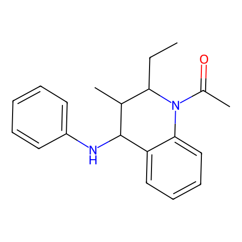 1-(2-ethyl-3-methyl-4-(phenylamino)-3,4-dihydroquinolin-1(2H)-yl)ethanone structure