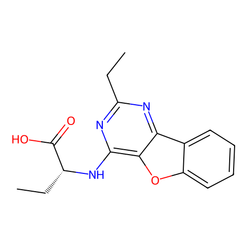 (R)-2-((2-ethylbenzofuro[3,2-d]pyrimidin-4-yl)amino)butanoic acid structure