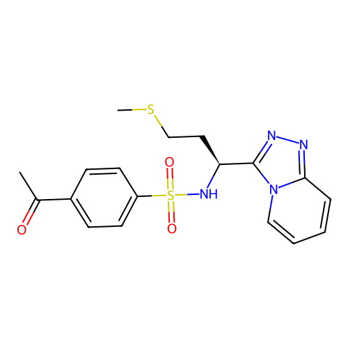 4-acetyl-N-[(1S)-3-methylsulfanyl-1-([1,2,4]triazolo[4,3-a]pyridin-3-yl)propyl]benzenesulfonamide structure