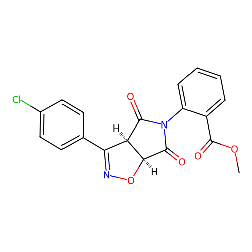 methyl 2-((3aR,6aS)-3-(4-chlorophenyl)-4,6-dioxo-6,6a-dihydro-3aH-pyrrolo[3,4-d]isoxazol-5(4H)-yl)benzoate structure