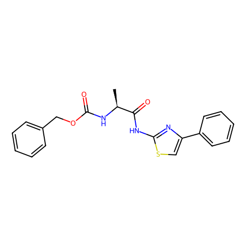 benzyl N-[(2S)-1-oxo-1-[(4-phenyl-1,3-thiazol-2-yl)amino]propan-2-yl]carbamate structure