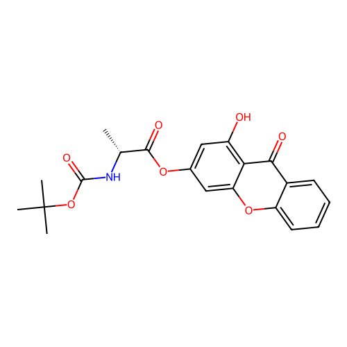 1-hydroxy-9-oxo-9H-xanthen-3-yl N-(tert-butoxycarbonyl)-D-alaninate structure