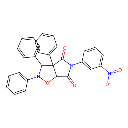 3-(3-nitrophenyl)-1,7,8-triphenyl-6-oxa-3,7-diazabicyclo[3.3.0]octane-2,4-dione structure
