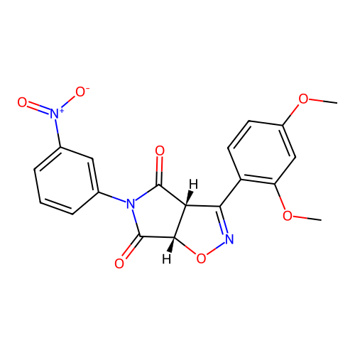 (3aR,6aS)-3-(2,4-dimethoxyphenyl)-5-(3-nitrophenyl)-3a,6a-dihydropyrrolo[3,4-d][1,2]oxazole-4,6-dione structure
