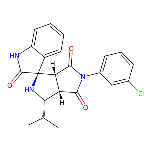 (1'R,3'S,3a'S,6a'R)-5'-(3-chlorophenyl)-3'-isopropyl-3',3a'-dihydro-2'H-spiro[indoline-3,1'-pyrrolo[3,4-c]pyrrole]-2,4',6'(5'H,6a'H)-trione structure