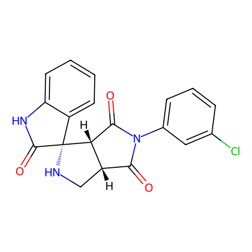 3'-(3-chlorophenyl)spiro[1H-indole-3,8'-3,7-diazabicyclo[3.3.0]octane]-2,2',4'-trione structure