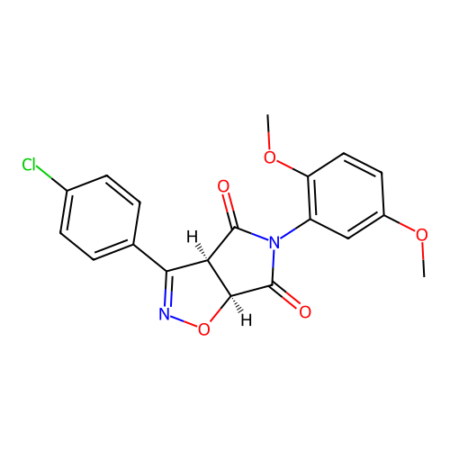 (3aR,6aS)-3-(4-chlorophenyl)-5-(2,5-dimethoxyphenyl)-3a,6a-dihydropyrrolo[3,4-d][1,2]oxazole-4,6-dione structure