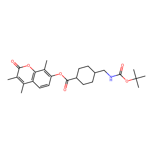 (1r,4r)-3,4,8-trimethyl-2-oxo-2H-chromen-7-yl 4-(((tert-butoxycarbonyl)amino)methyl)cyclohexanecarboxylate structure