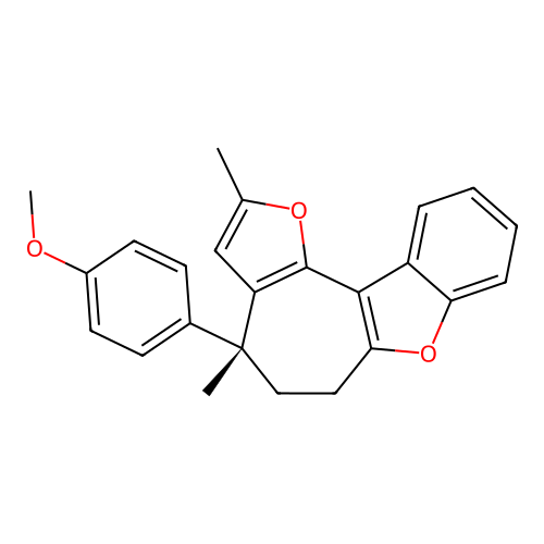 (4R)-4-(4-methoxyphenyl)-2,4-dimethyl-5,6-dihydro-4H-benzo[d]cyclohepta[1,2-b:3,4-b']difuran structure