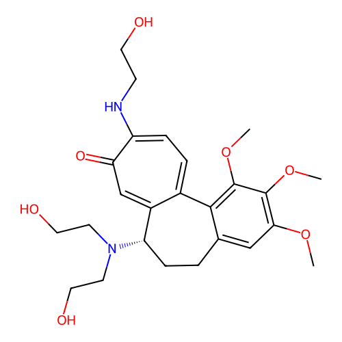 (7S)-7-[bis(2-hydroxyethyl)amino]-10-(2-hydroxyethylamino)-1,2,3-trimethoxy-6,7-dihydro-5H-benzo[a]heptalen-9-one structure