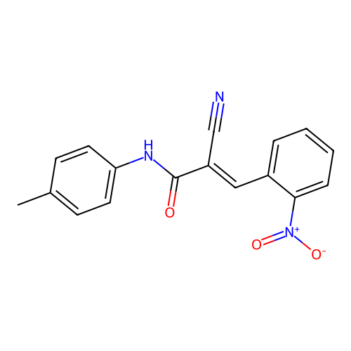 (2E)-2-cyano-N-(4-methylphenyl)-3-(2-nitrophenyl)prop-2-enamide structure