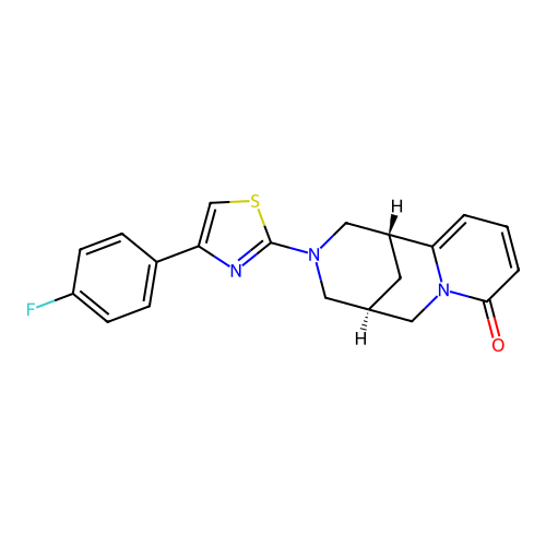 (1R,5R)-3-(4-(4-fluorophenyl)thiazol-2-yl)-3,4,5,6-tetrahydro-1H-1,5-methanopyrido[1,2-a][1,5]diazocin-8(2H)-one structure