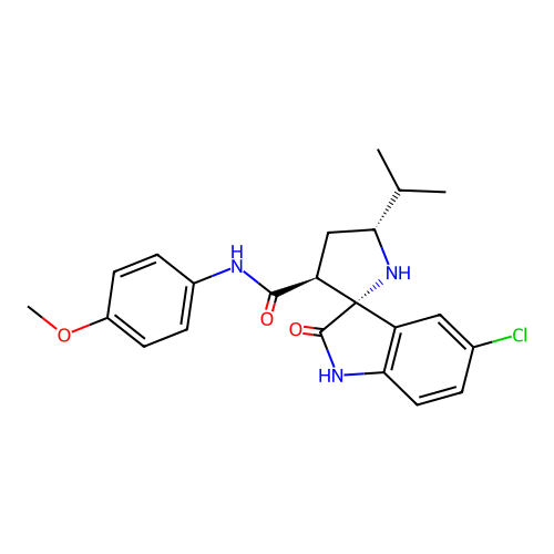 (2'R,3'S,5'R)-5-chloro-5'-isopropyl-N-(4-methoxyphenyl)-2-oxospiro[indoline-3,2'-pyrrolidine]-3'-carboxamide structure