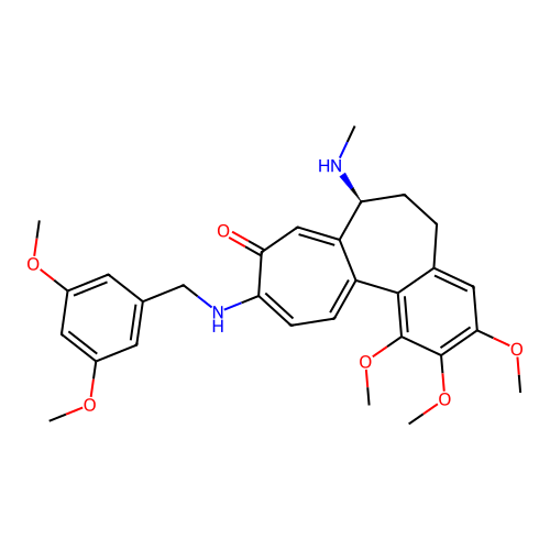 (7S)-10-[(3,5-dimethoxybenzyl)amino]-1,2,3-trimethoxy-7-(methylamino)-6,7-dihydrobenzo[a]heptalen-9(5H)-one structure