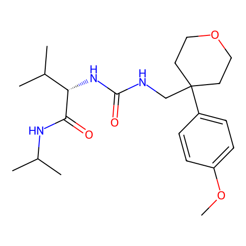 (2S)-2-[[4-(4-methoxyphenyl)oxan-4-yl]methylcarbamoylamino]-3-methyl-N-propan-2-ylbutanamide structure