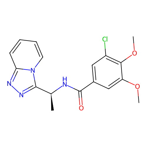 (S)-N-(1-([1,2,4]triazolo[4,3-a]pyridin-3-yl)ethyl)-3-chloro-4,5-dimethoxybenzamide structure