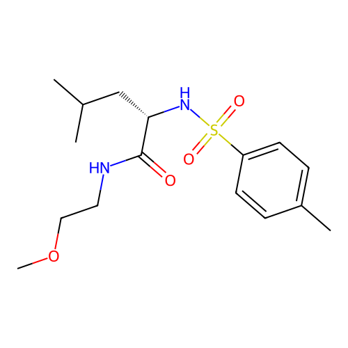 N-(2-methoxyethyl)-N~2~-[(4-methylphenyl)sulfonyl]-L-leucinamide structure