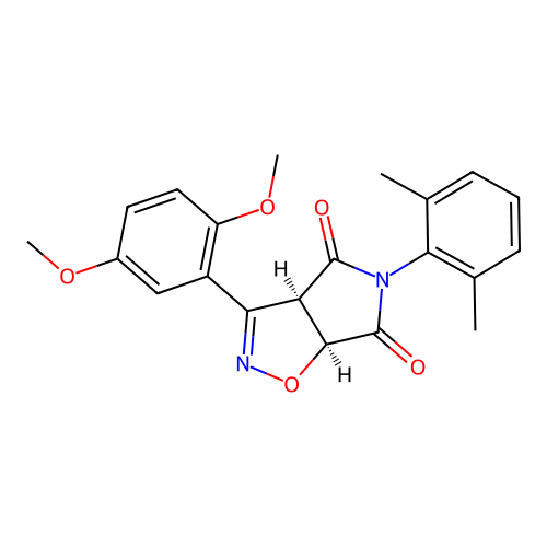 (3aR,6aS)-3-(2,5-dimethoxyphenyl)-5-(2,6-dimethylphenyl)-3a,6a-dihydropyrrolo[3,4-d][1,2]oxazole-4,6-dione structure