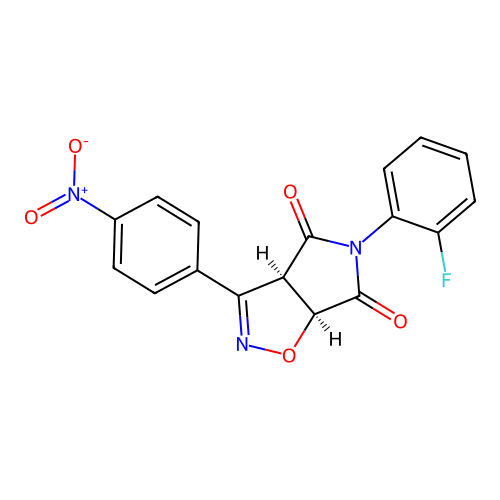 (3aR,6aS)-5-(2-fluorophenyl)-3-(4-nitrophenyl)-3a,6a-dihydropyrrolo[3,4-d][1,2]oxazole-4,6-dione structure