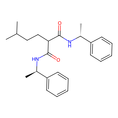 2-isopentyl-N1,N3-bis((R)-1-phenylethyl)malonamide structure