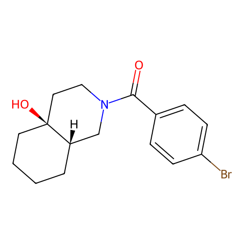 (4-bromophenyl)((4aS,8aS)-4a-hydroxyoctahydroisoquinolin-2(1H)-yl)methanone structure