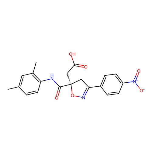 2-[(5S)-5-[(2,4-dimethylphenyl)carbamoyl]-3-(4-nitrophenyl)-4H-1,2-oxazol-5-yl]acetic Acid structure