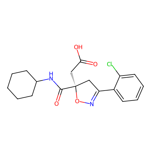 2-[(5S)-3-(2-chlorophenyl)-5-(cyclohexylcarbamoyl)-4H-1,2-oxazol-5-yl]acetic Acid structure