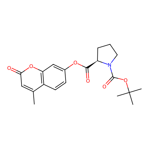 (R)-1-tert-butyl 2-(4-methyl-2-oxo-2H-chromen-7-yl) pyrrolidine-1,2-dicarboxylate structure