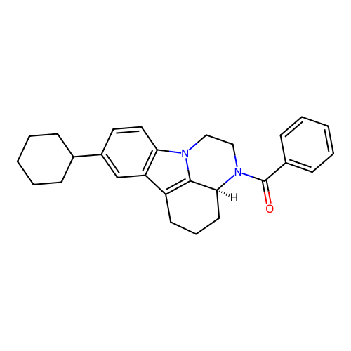 (S)-(8-cyclohexyl-3a,4,5,6-tetrahydro-1H-pyrazino[3,2,1-jk]carbazol-3(2H)-yl)(phenyl)methanone structure