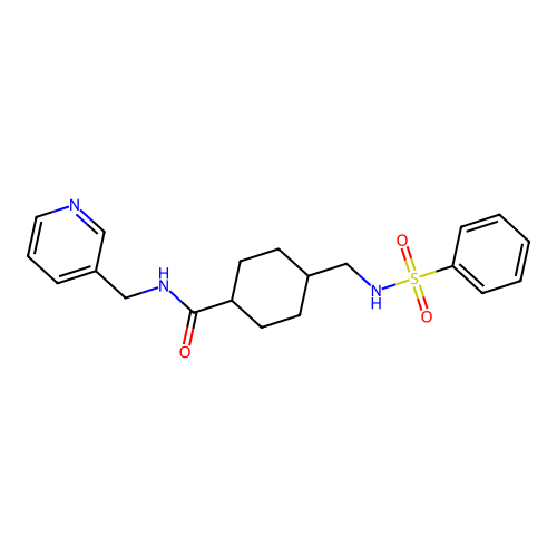 (1r,4r)-4-(phenylsulfonamidomethyl)-N-(pyridin-3-ylmethyl)cyclohexanecarboxamide structure