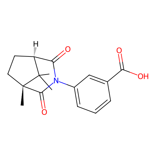 3-((1R,5S)-1,8,8-trimethyl-2,4-dioxo-3-azabicyclo[3.2.1]octan-3-yl)benzoic acid structure