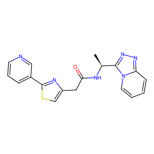 (S)-N-(1-([1,2,4]triazolo[4,3-a]pyridin-3-yl)ethyl)-2-(2-(pyridin-3-yl)thiazol-4-yl)acetamide structure
