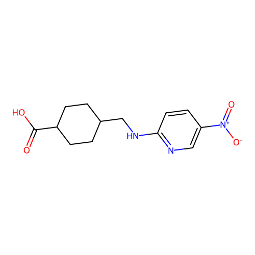 4-{[(5-Nitropyridin-2-yl)amino]methyl}cyclohexanecarboxylic acid structure