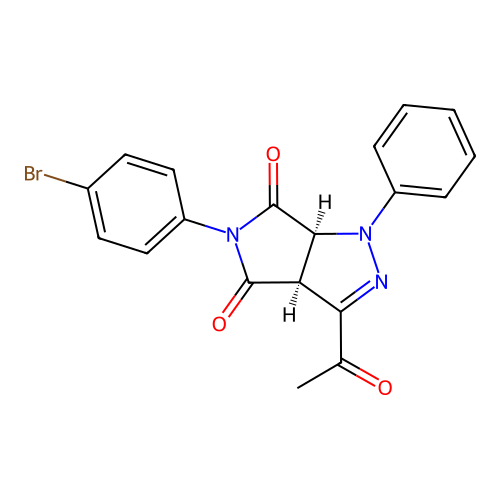 (3aS,6aS)-3-acetyl-5-(4-bromophenyl)-1-phenyl-1,6a-dihydropyrrolo[3,4-c]pyrazole-4,6(3aH,5H)-dione structure