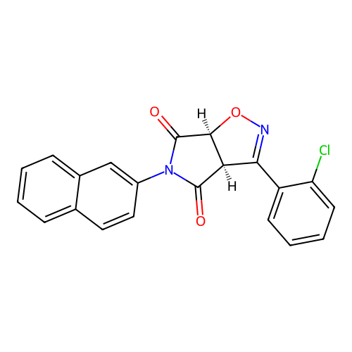 (3aR,6aS)-3-(2-chlorophenyl)-5-(naphthalen-2-yl)-3aH-pyrrolo[3,4-d]isoxazole-4,6(5H,6aH)-dione structure