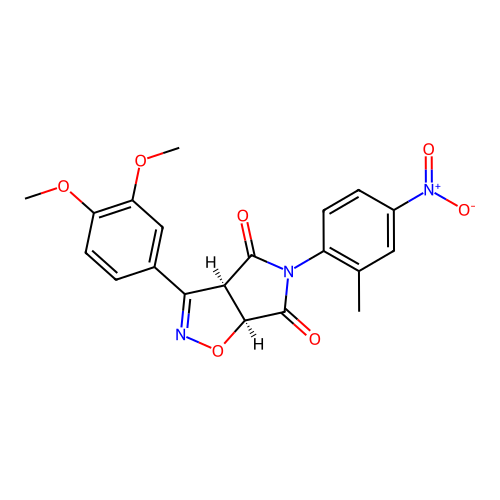 (3aR,6aS)-3-(3,4-dimethoxyphenyl)-5-(2-methyl-4-nitrophenyl)-3a,6a-dihydropyrrolo[3,4-d][1,2]oxazole-4,6-dione structure