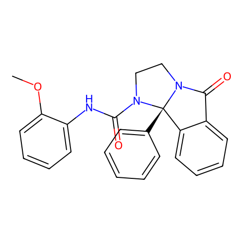 (9bS)-N-(2-methoxyphenyl)-5-oxo-9b-phenyl-2,3,5,9b-tetrahydro-1H-imidazo[2,1-a]isoindole-1-carboxamide structure