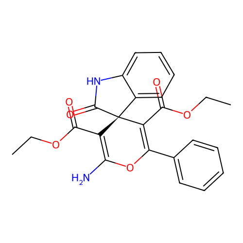 (R)-diethyl 2'-amino-2-oxo-6'-phenylspiro[indoline-3,4'-pyran]-3',5'-dicarboxylate structure